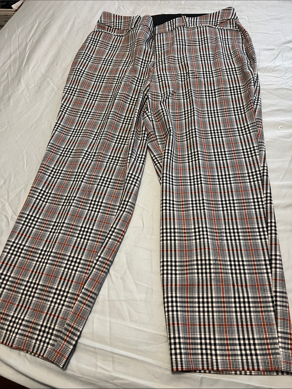 Ava & Viv Black, White & Orange Plaid Dress Pants